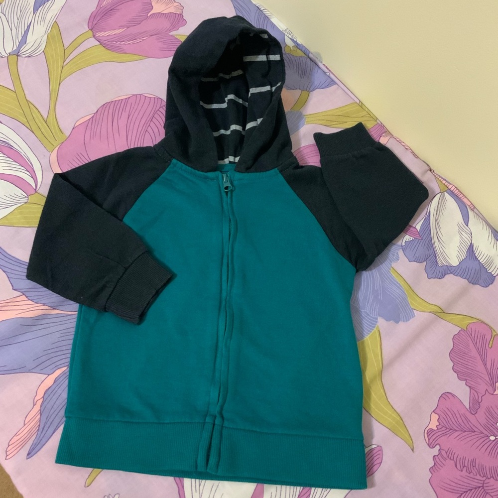 Like New Huntington BC Toddler Zip-Up Fleece Hooded Green/Black Jacket